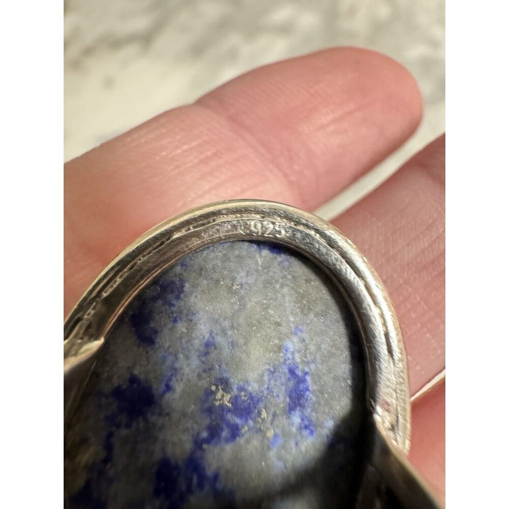 Sterling Silver Chunky Oval Lapis Lazuli Ring Size 6.5 - Picture 7 of 7